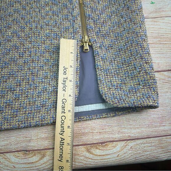 J. CREW Tweed Skit with Gold accents and Zipper - GOLD PURPLE PERIWINKLE - Picture 8 of 9